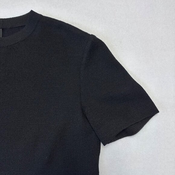 St. John Basics Santana Knit Short Sleeve Top Size S Black Vintage Classic Zip - Picture 6 of 12